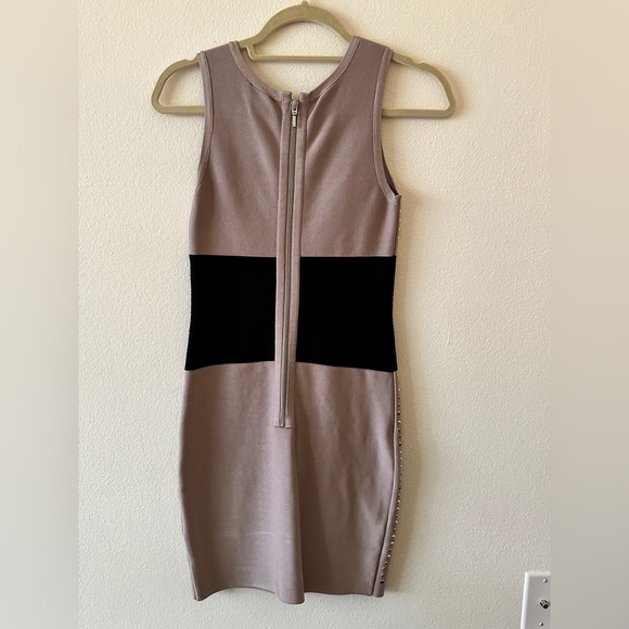 BEBE Bodycon Dress Beige and Black - Picture 3 of 4
